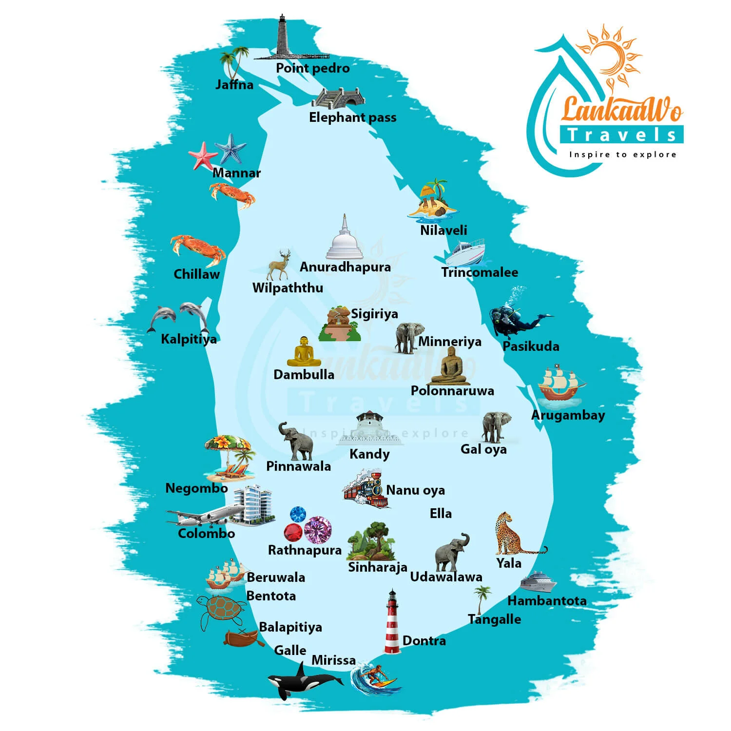 lankaawo travels srilanka main map